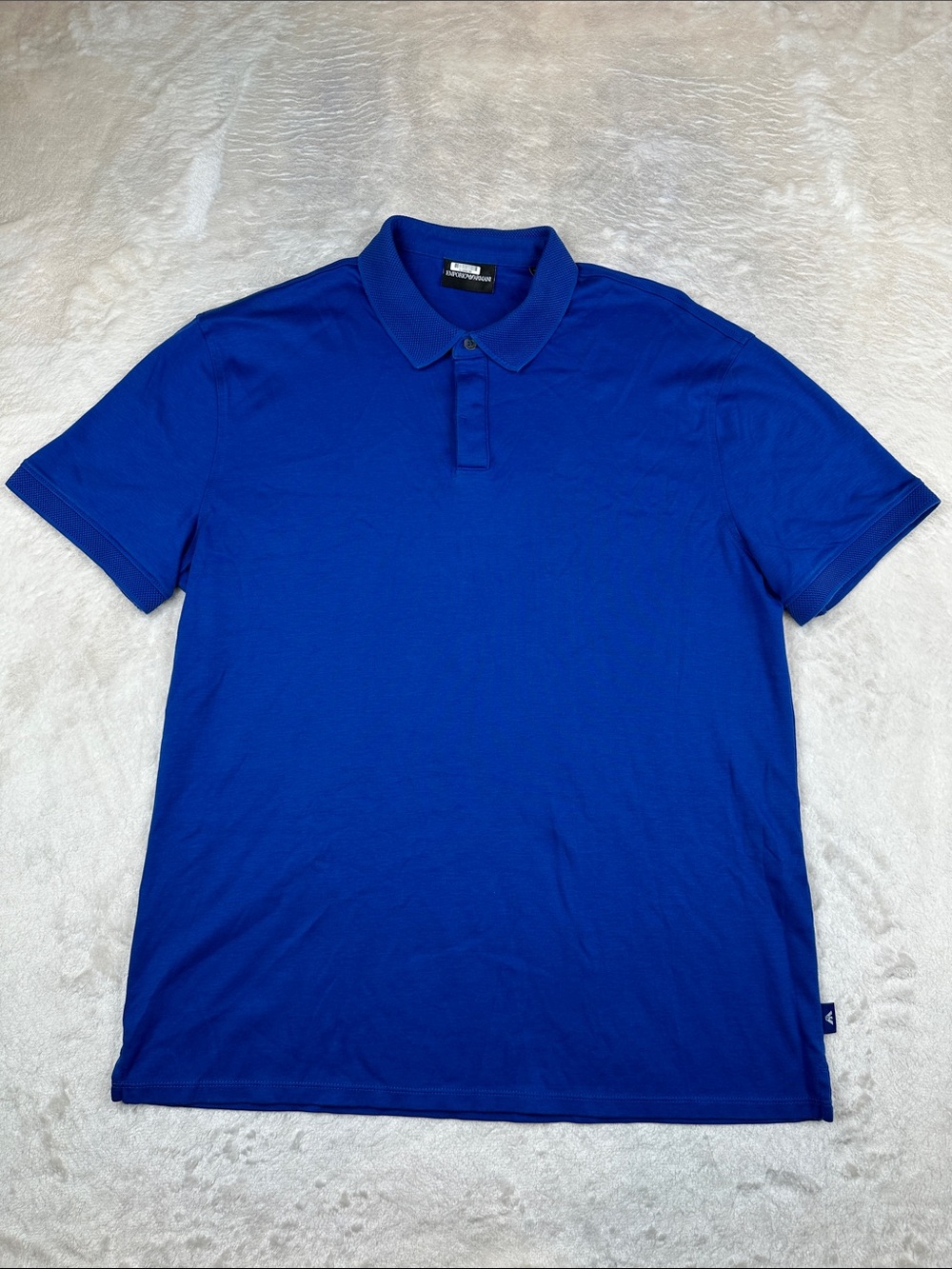 Emporio Armani Mens Blue Polo Shirt 8N1F88 1JPRZ Short Sleeve Eagle Logo Luxury